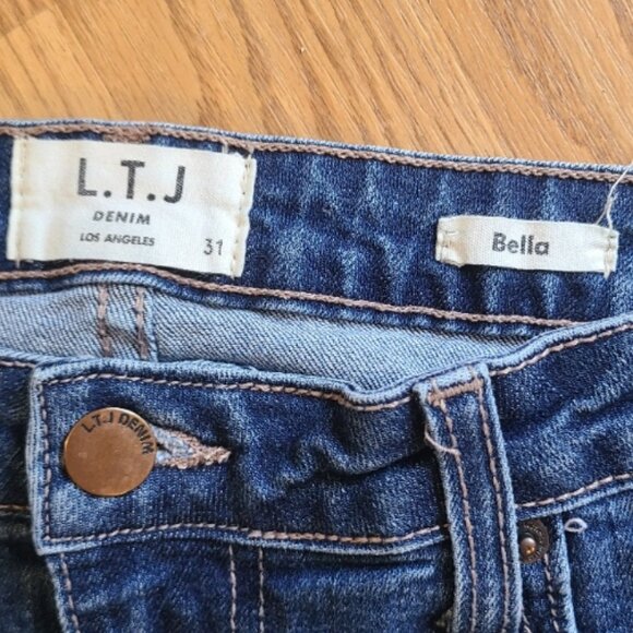 LTJ LETTERS TO JULIET ANTHRO BELLA HIGH-RISE FLARE JEAN RAW HEM STRETCH DENIM 31 - Picture 7 of 9